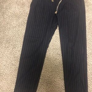 Eleventy Dark Blue Striped Dress Pants